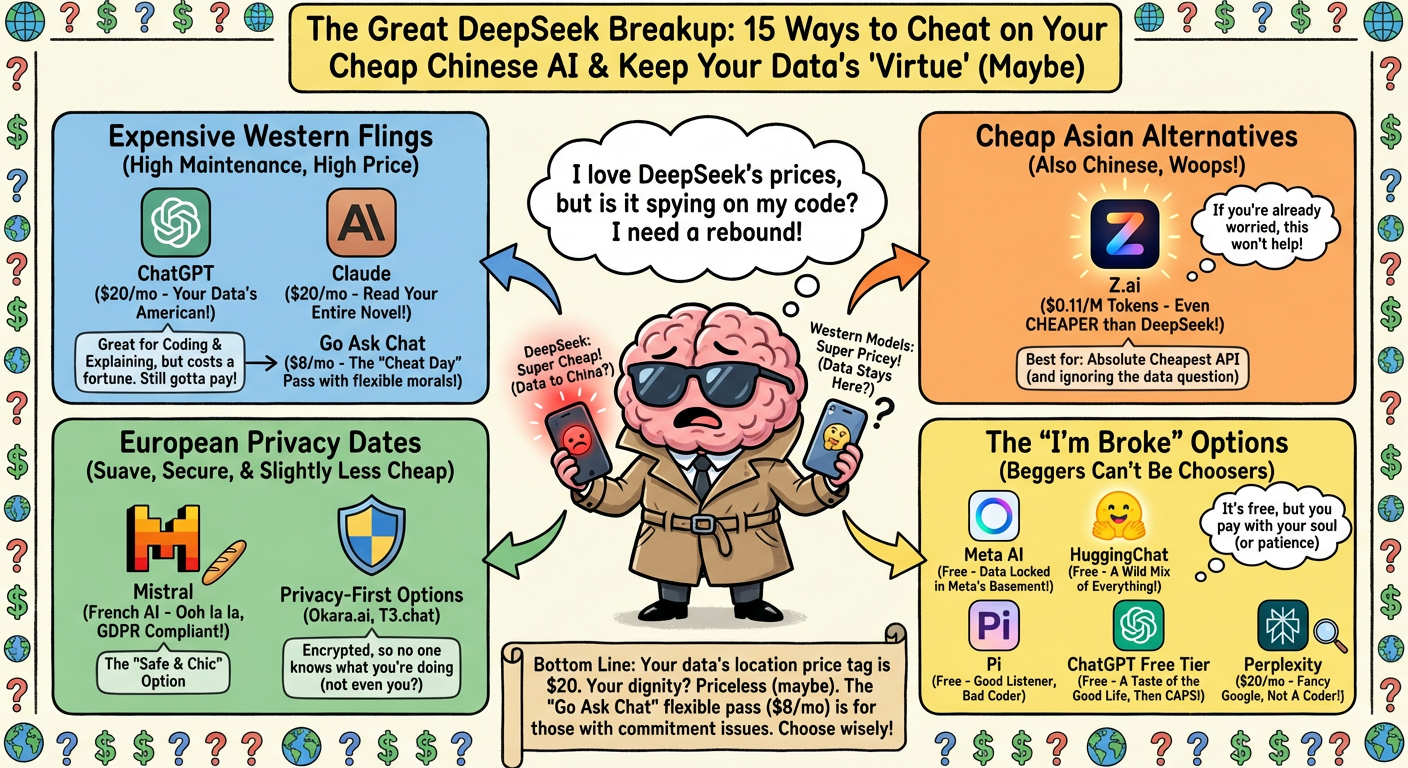 15 DeepSeek Alternatives for Cheap AI Reasoning infographic