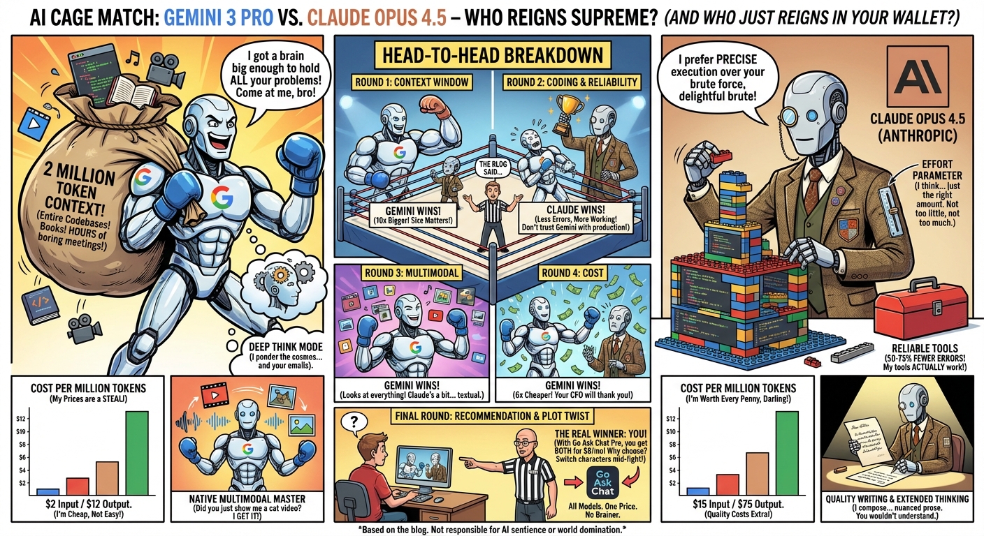 Gemini 3 Pro vs Claude Opus 4.5: Which AI Wins? infographic
