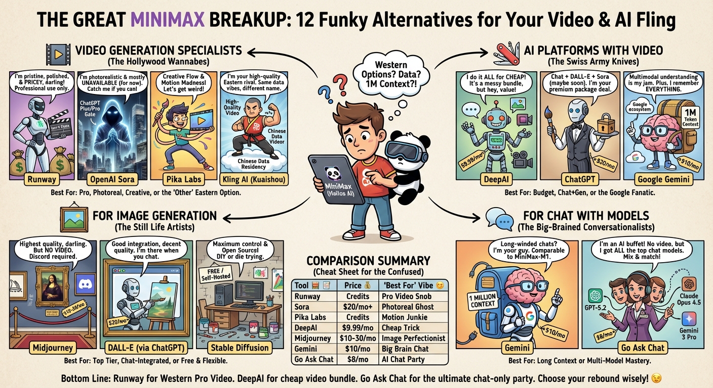 12 MiniMax Alternatives for Video and Multimodal AI infographic