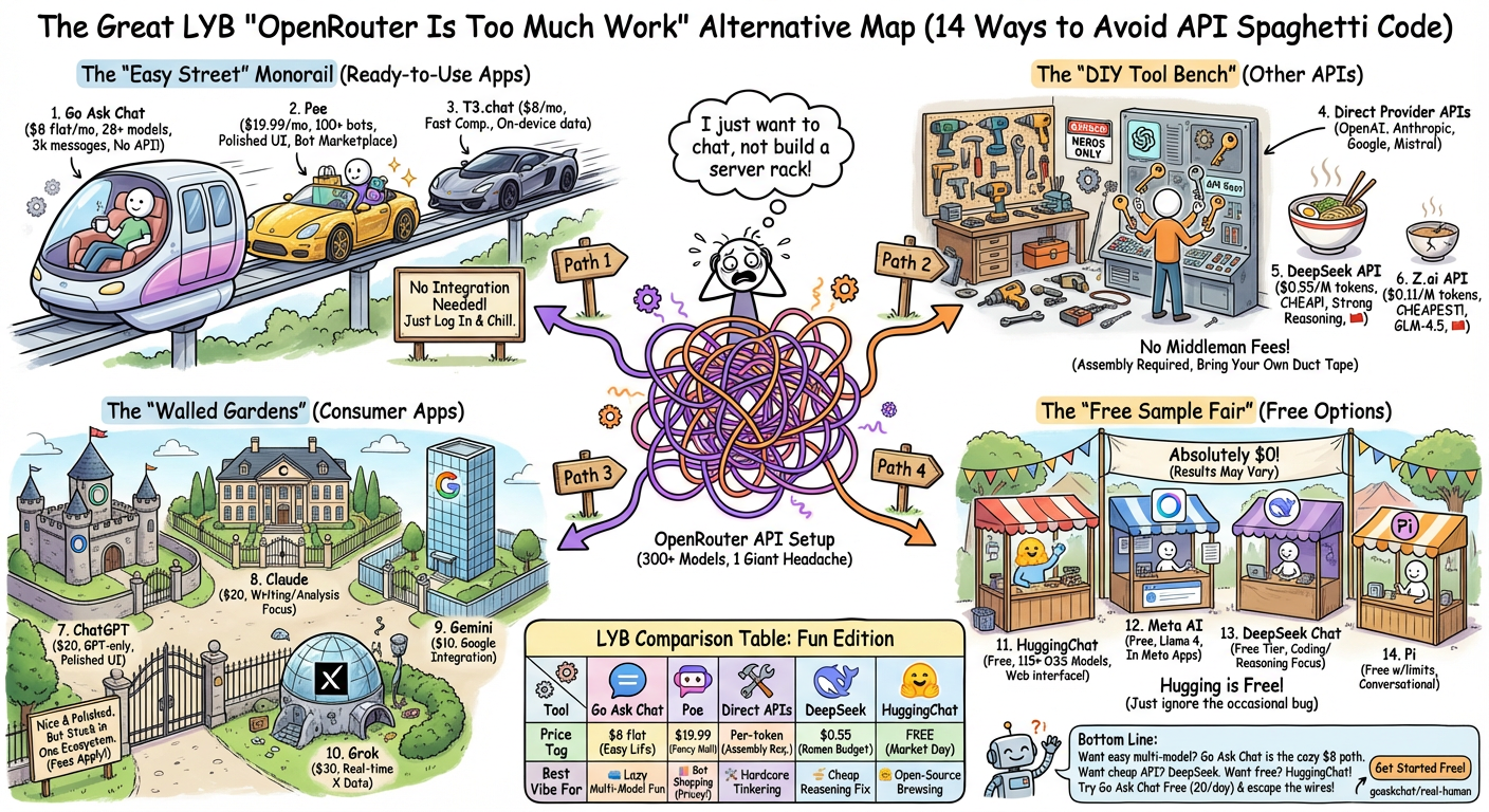 14 OpenRouter Alternatives for API Access infographic