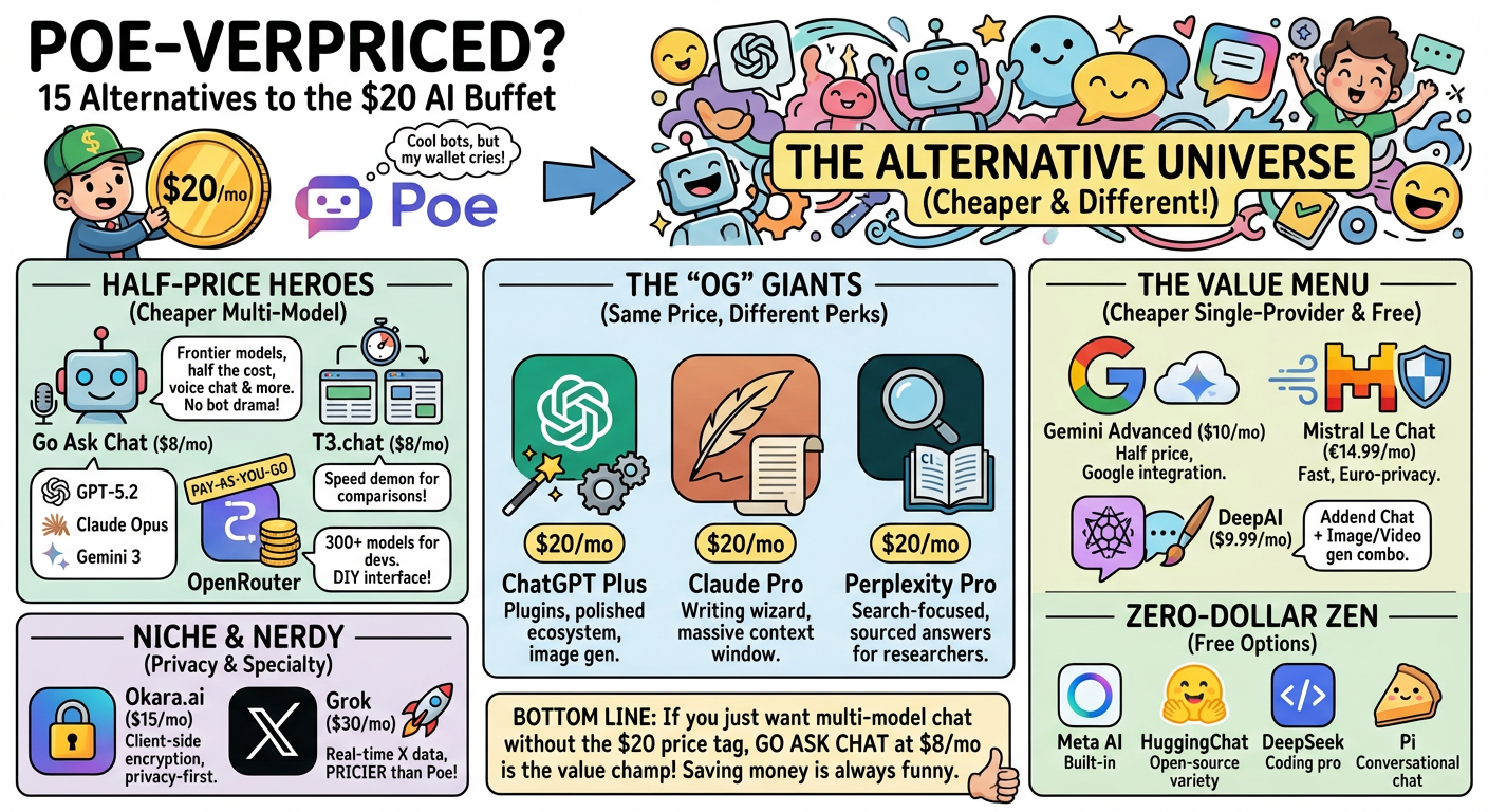 15 Poe Alternatives for Multi-Model AI Access infographic