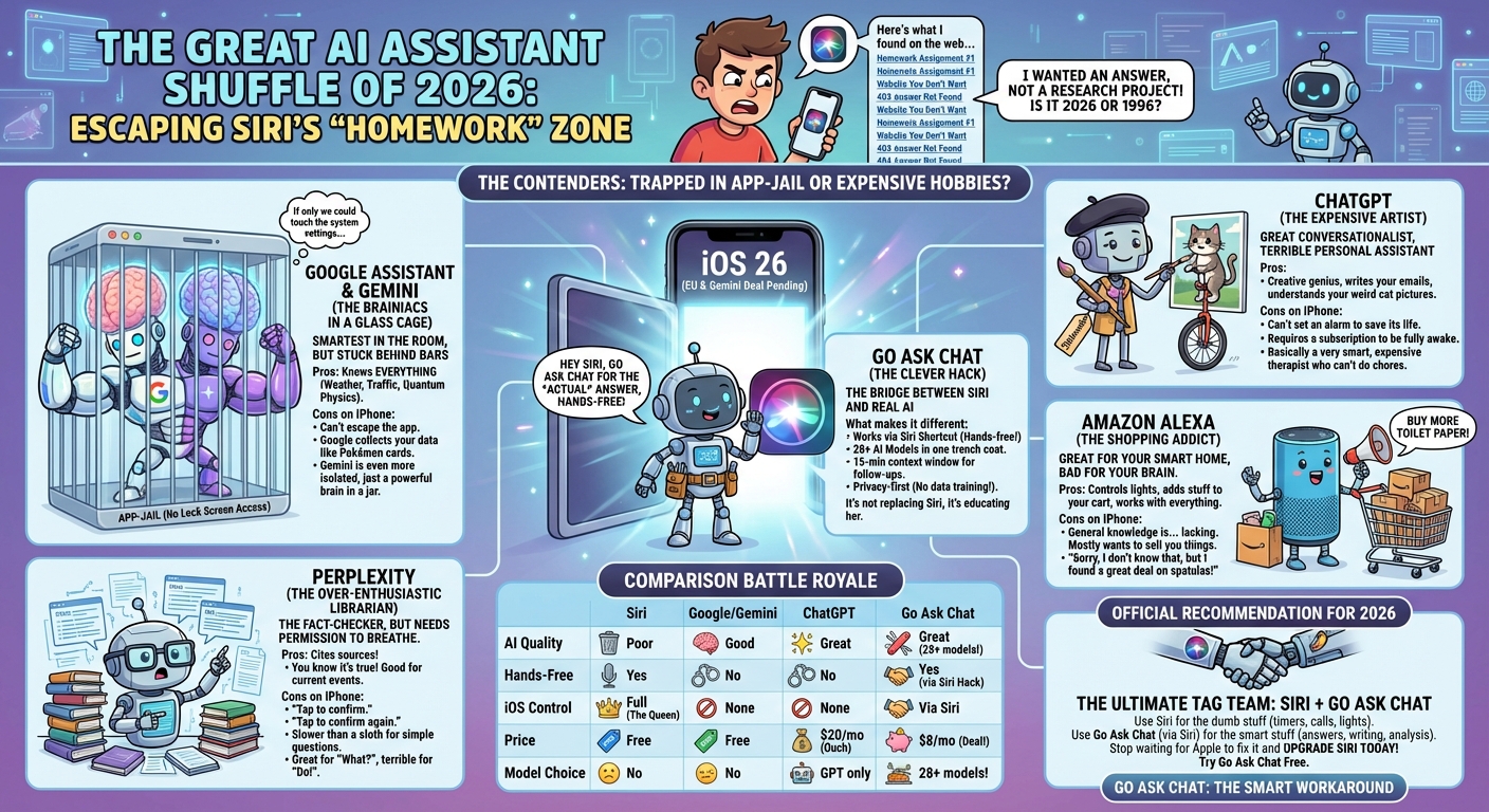 Best Siri Alternatives in 2026 infographic