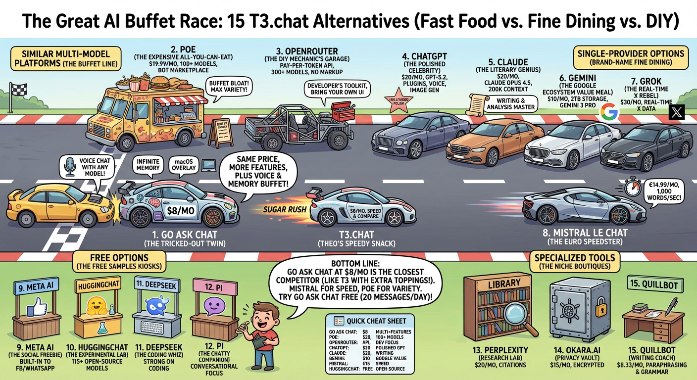 15 T3.chat Alternatives for Fast Multi-Model AI infographic